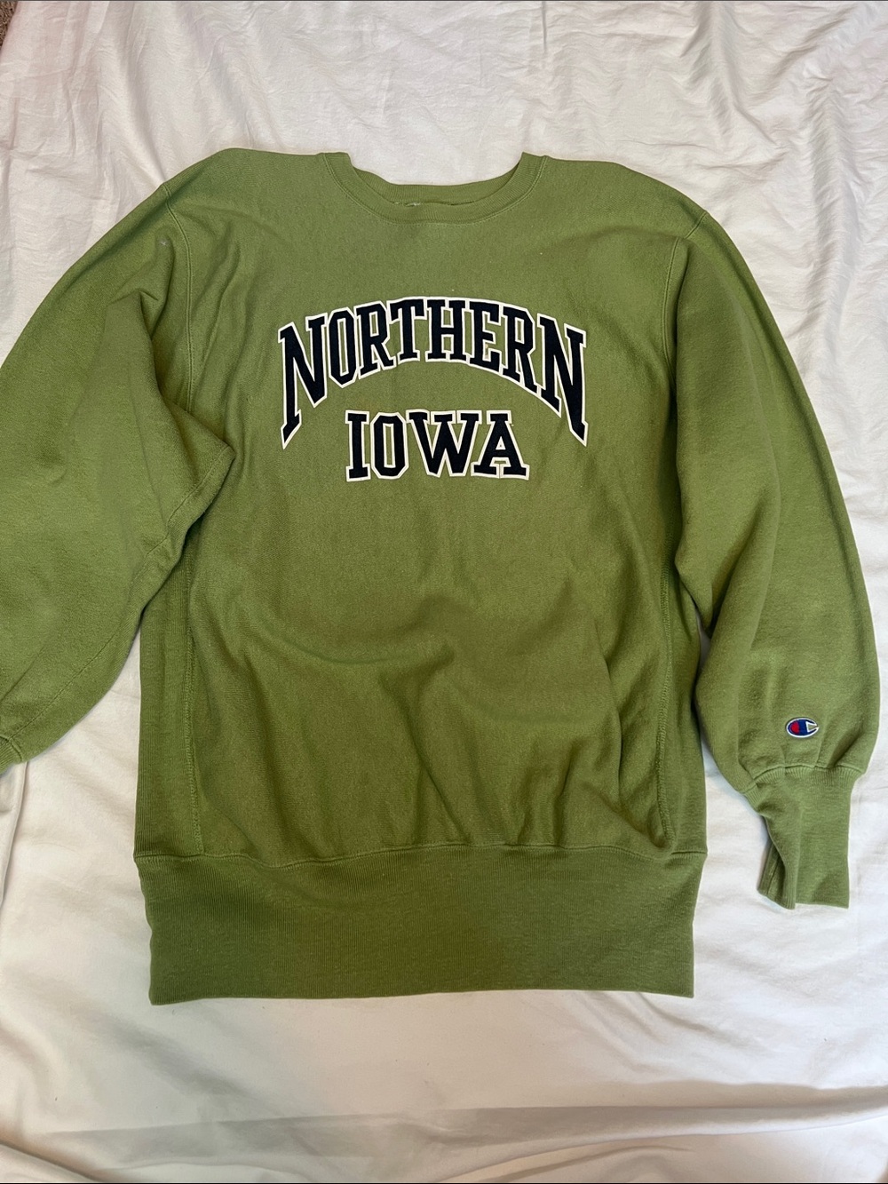 Champion Olive Green 'Northern Iowa' Crewneck Sweatshirt